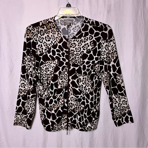 Joseph Ribkoff | Animal Print Zippered Long Sleeve Shirt Jacket, Size 12 - Picture 1 of 5